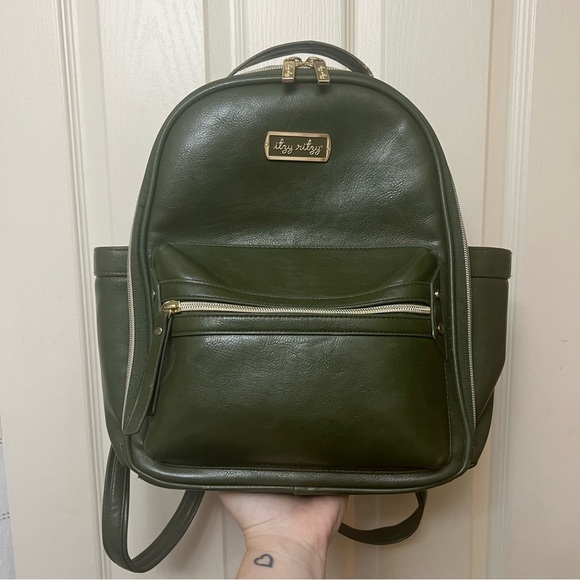 Itzy Ritzy Brittani Boren Leach Crew Olive Itzy Mini Vegan Leather Diaper Bag - Picture 1 of 12